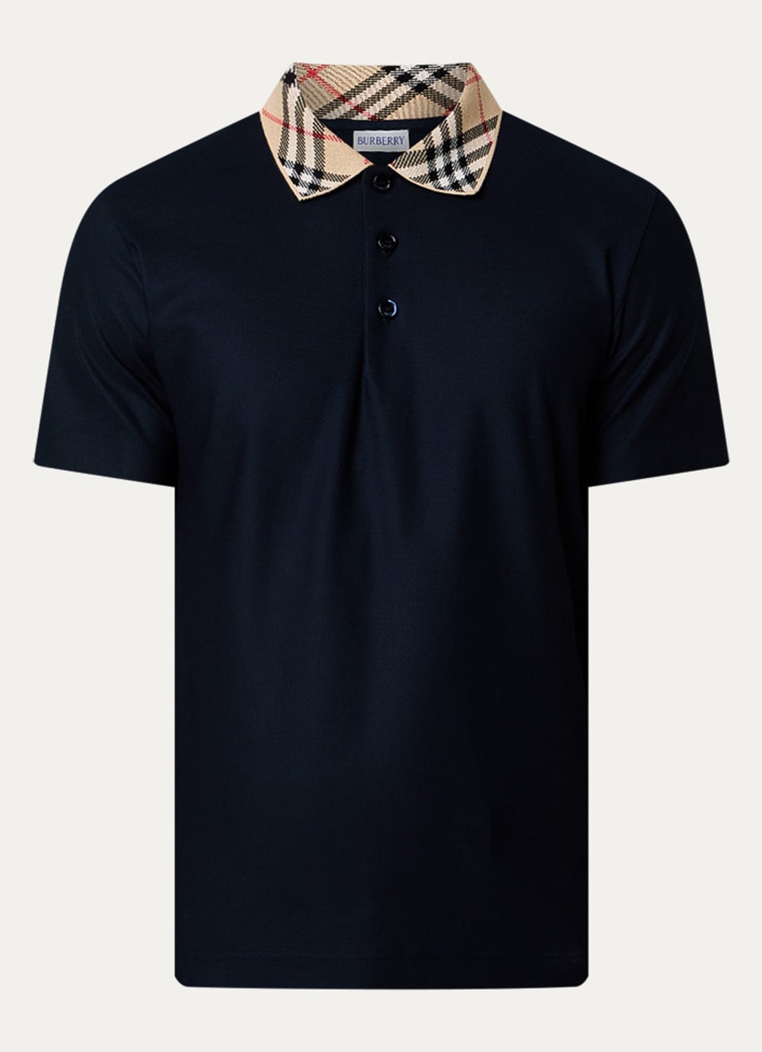 Burberry Evan regular fit polo met stretch - voorkant donkerblauw