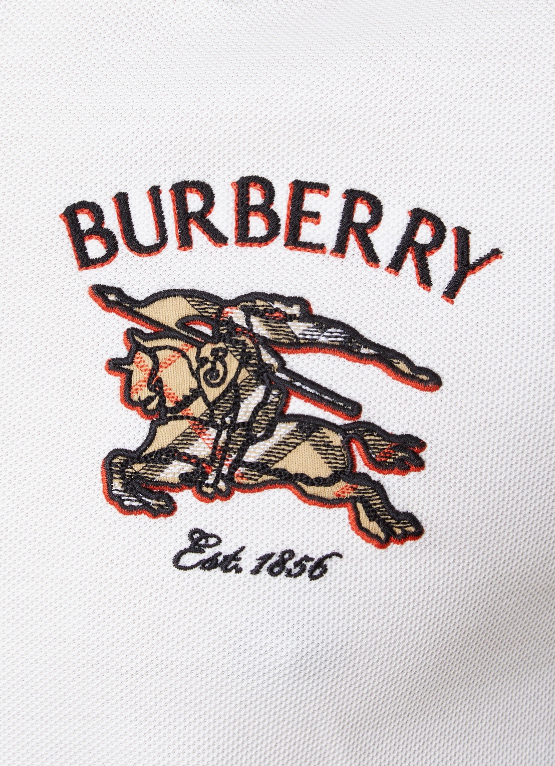 Burberry Evan regular fit polo van piqué katoen met logoborduring - detail 4 wit