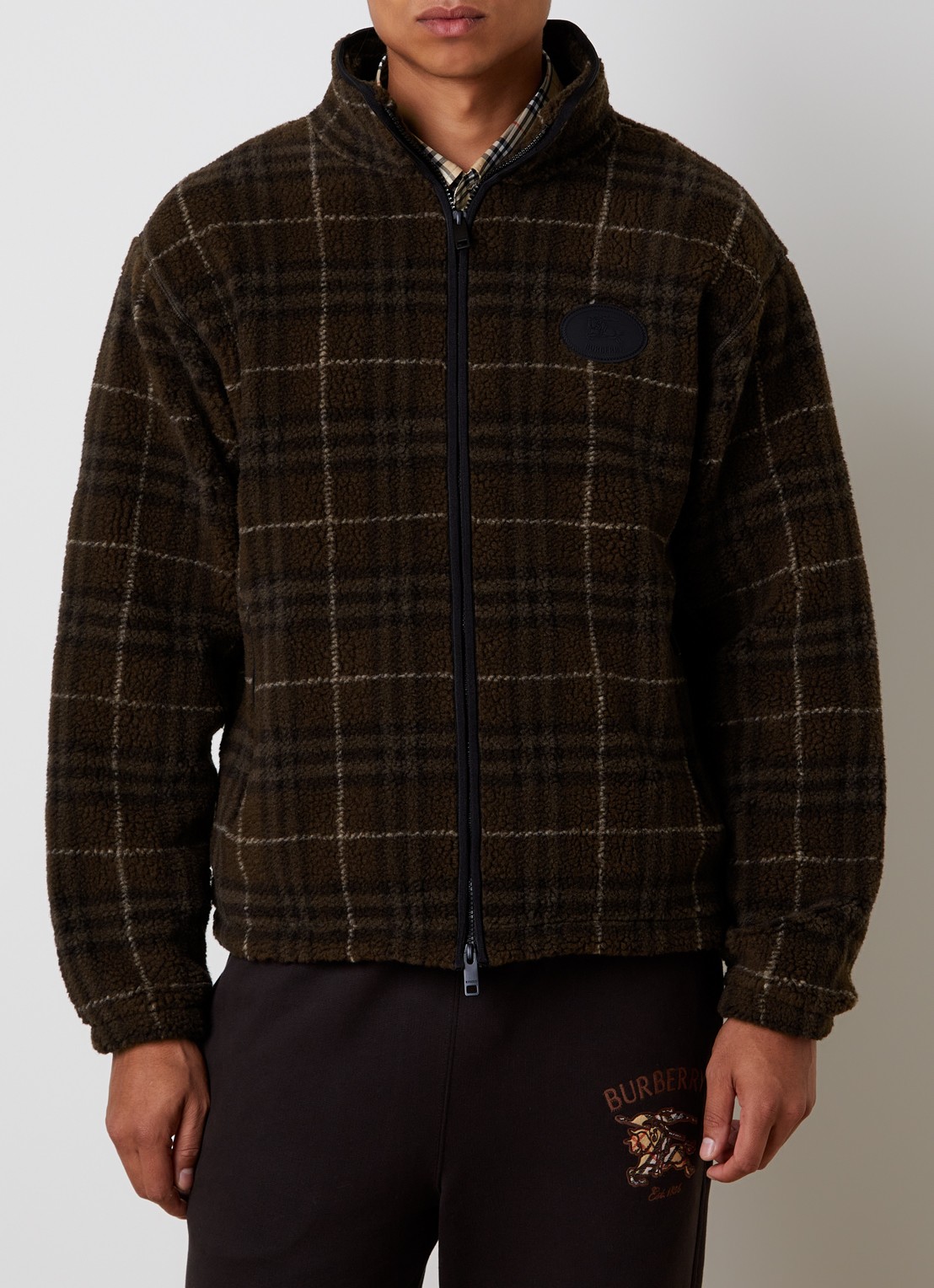 Burberry Fairfax jack van teddy met ruitdessin - detail 4 donkerbruin