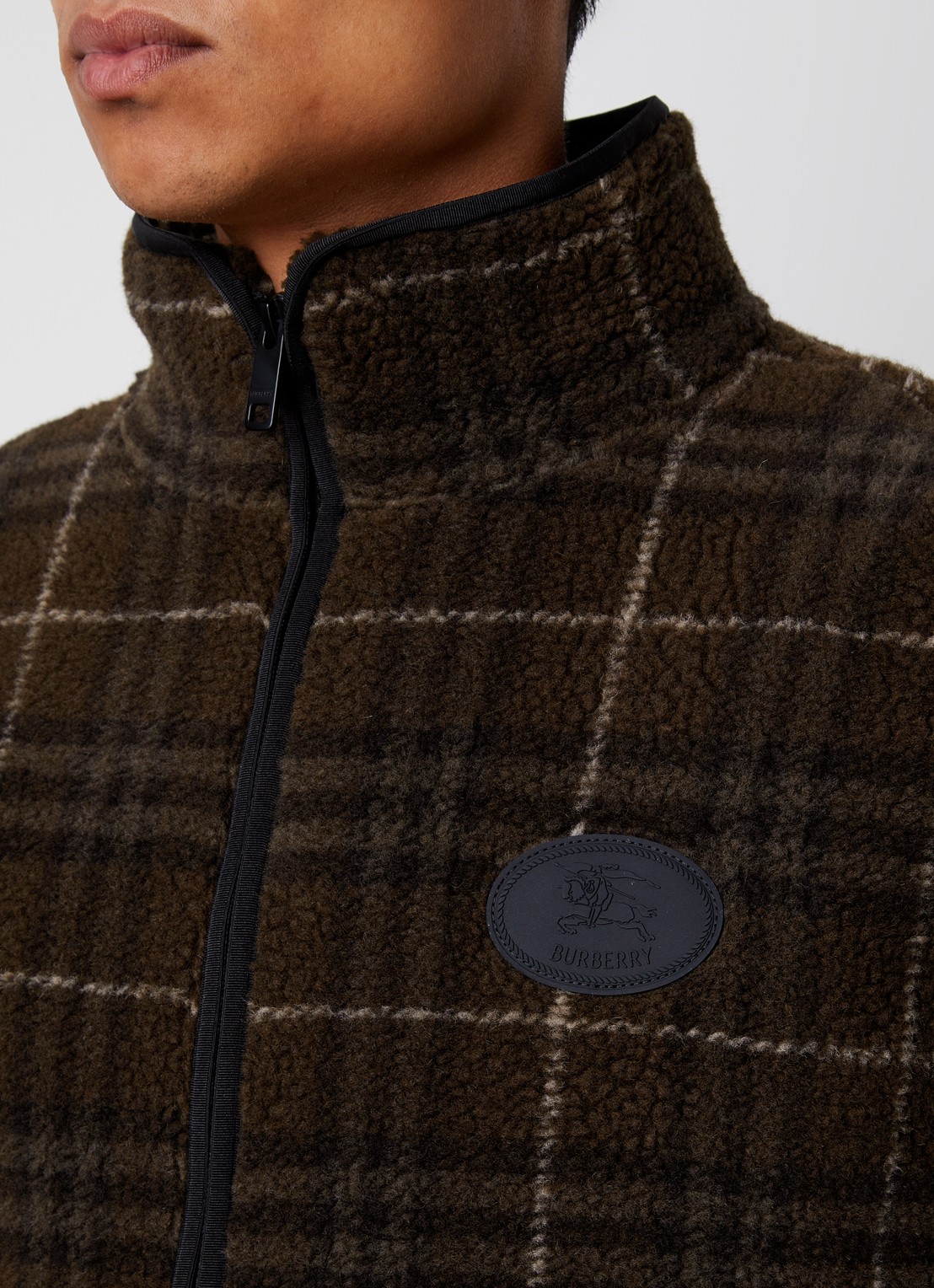 Burberry Fairfax jack van teddy met ruitdessin - detail 5 donkerbruin