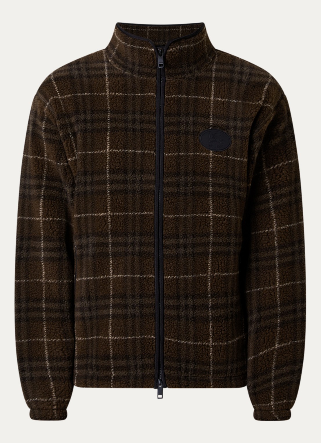 Burberry Fairfax jack van teddy met ruitdessin - voorkant donkerbruin