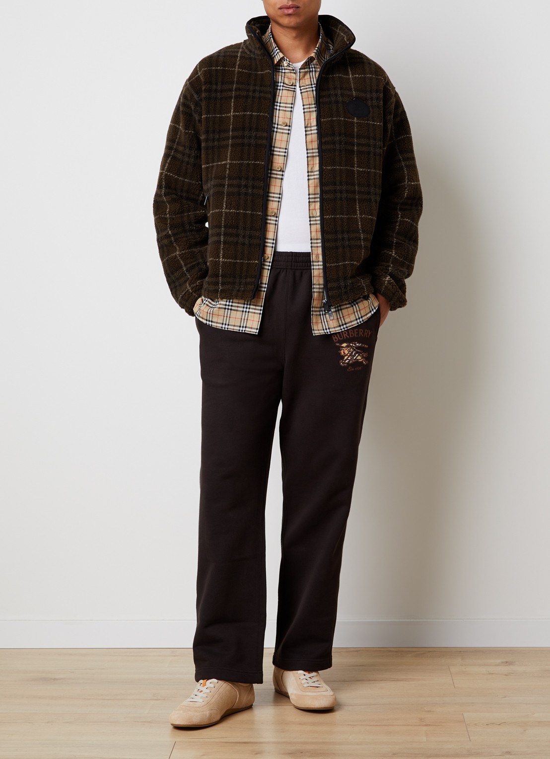 Burberry Fairfax jack van teddy met ruitdessin - voorkant 2 donkerbruin