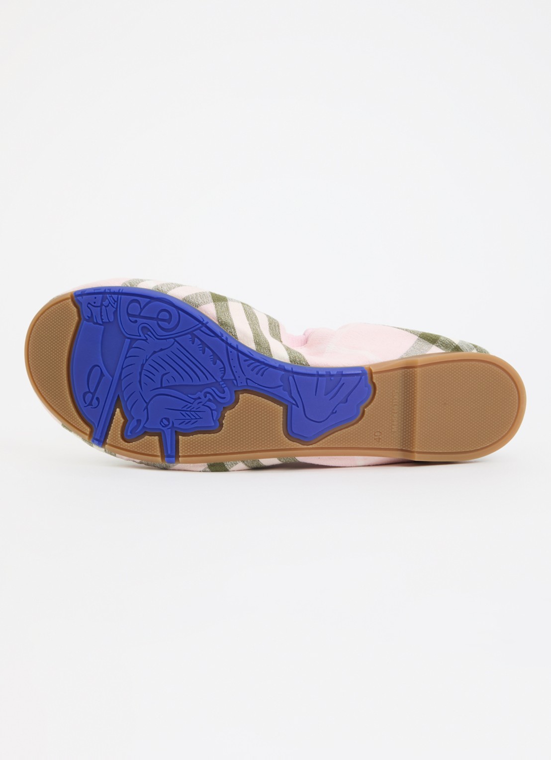 Burberry Fawn ballerina met details van lamsleer en ruitdessin - detail 3 lichtroze