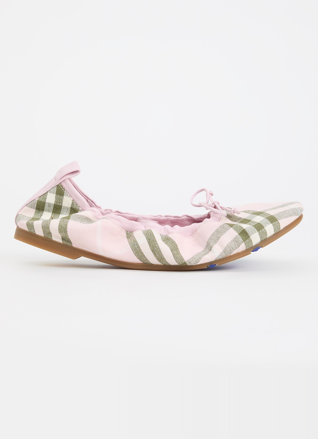 Burberry Fawn ballerina met details van lamsleer en ruitdessin - voorkant 6 lichtroze