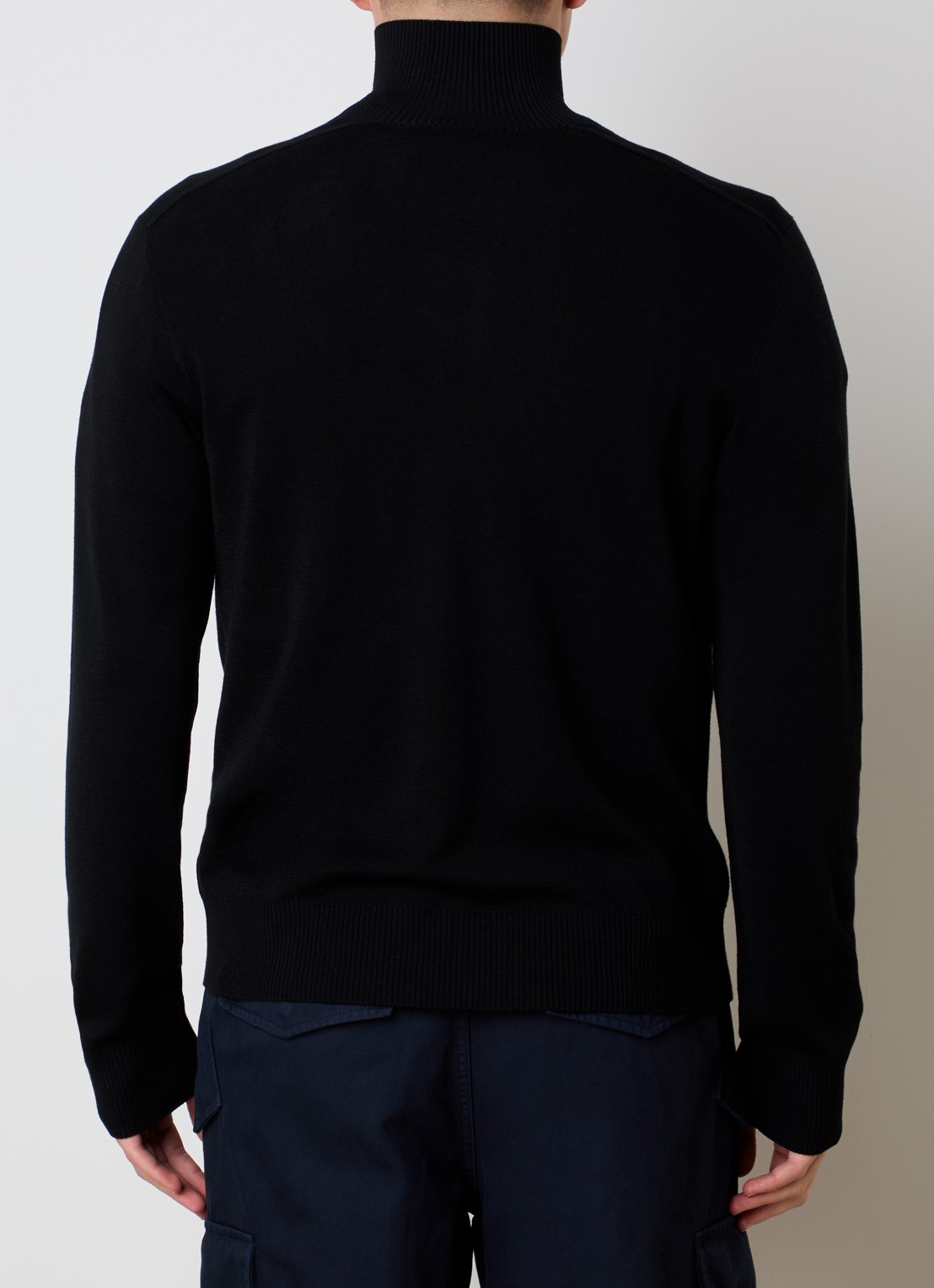 Burberry Fijngebreide pullover van wol met halve rits - achterkant 3 zwart