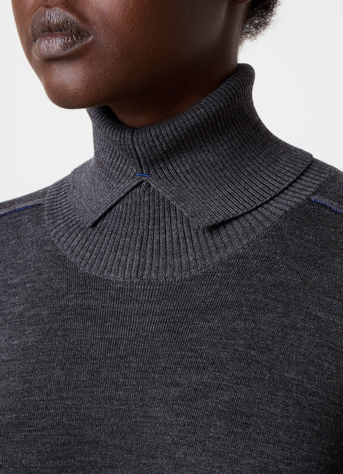 Burberry Fijngebreide trui van wol met col - detail 2 grijs