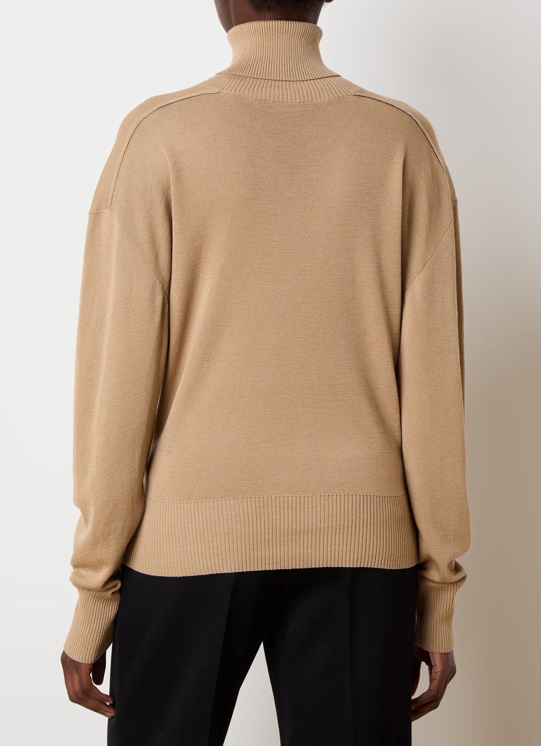 Burberry Fijngebreide trui van wol met col - achterkant beige