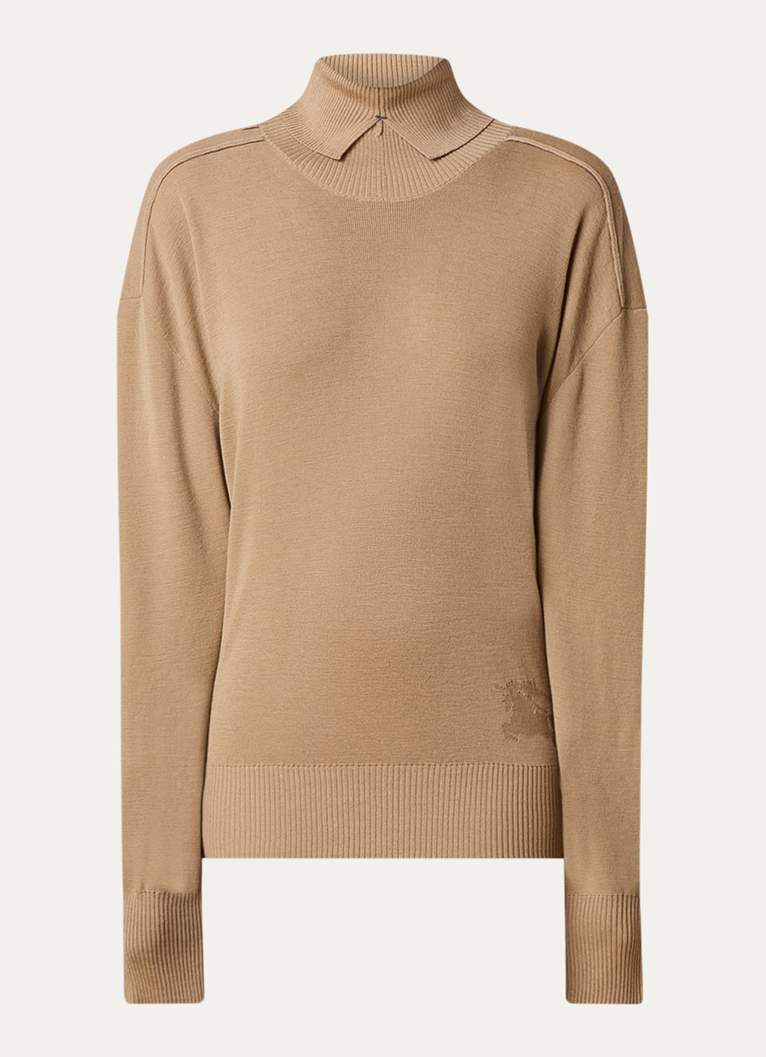 Burberry Fijngebreide trui van wol met col - voorkant 2 beige