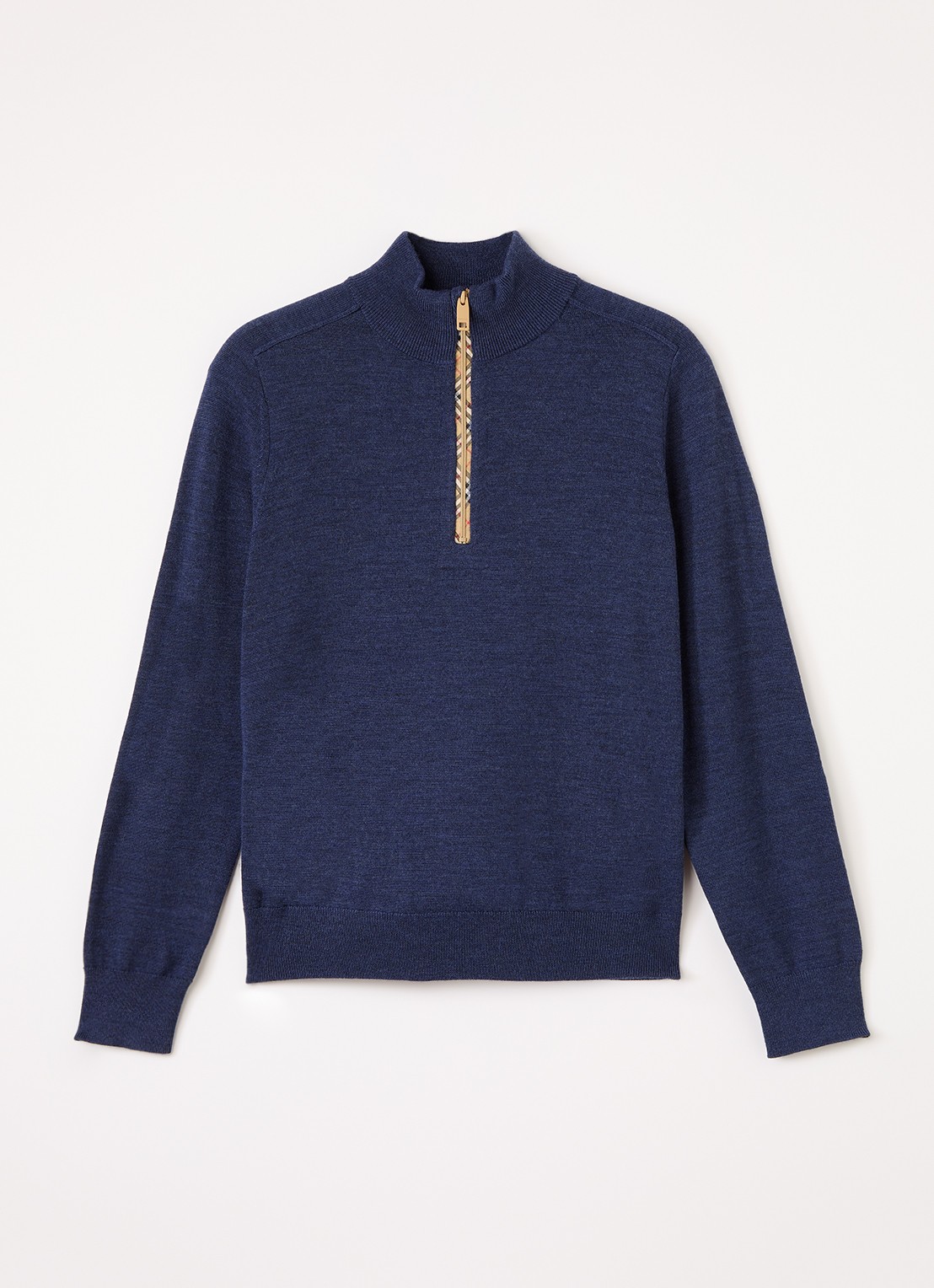 Burberry Fijngebreide trui van wol - voorkant donkerblauw
