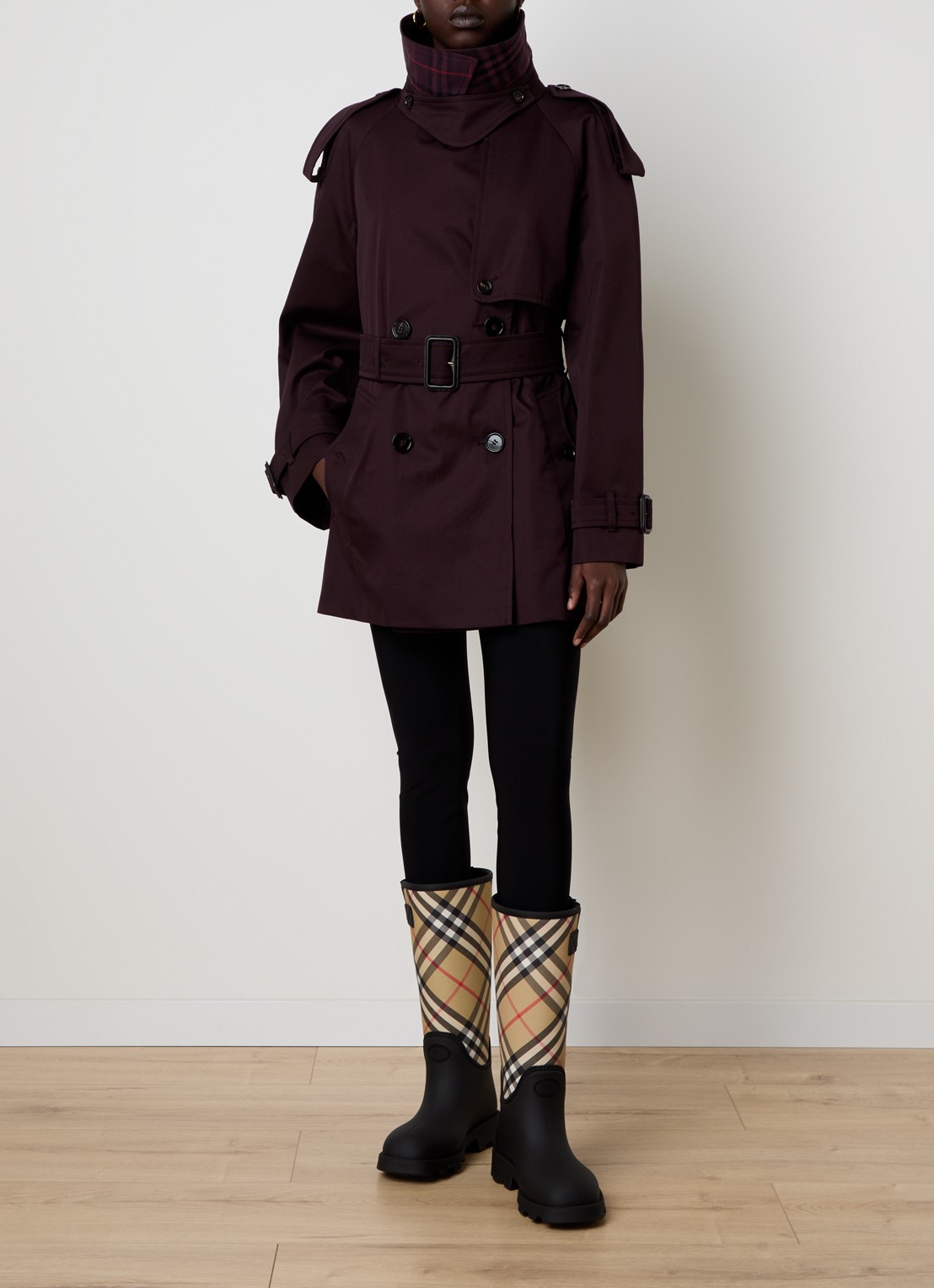 Burberry Fitzrovia double-breasted trenchcoat met ceintuur - voorkant 6 bordeauxrood