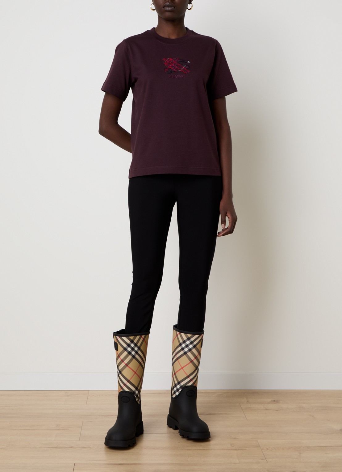 Burberry Frankie T-shirt met logoprint - voorkant 5 bordeauxrood