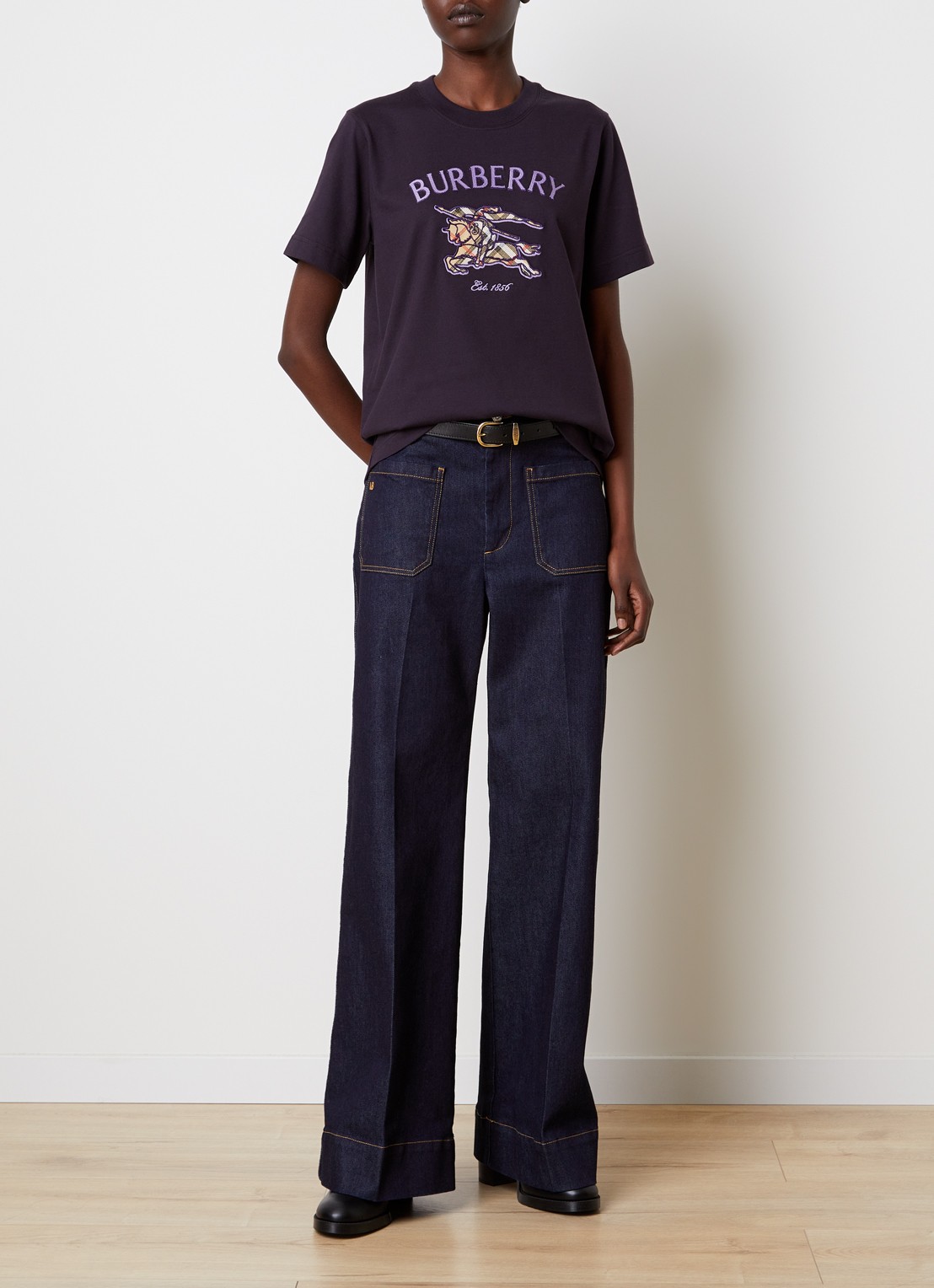 Burberry Frankie T-shirt met logoprint - voorkant 4 aubergine