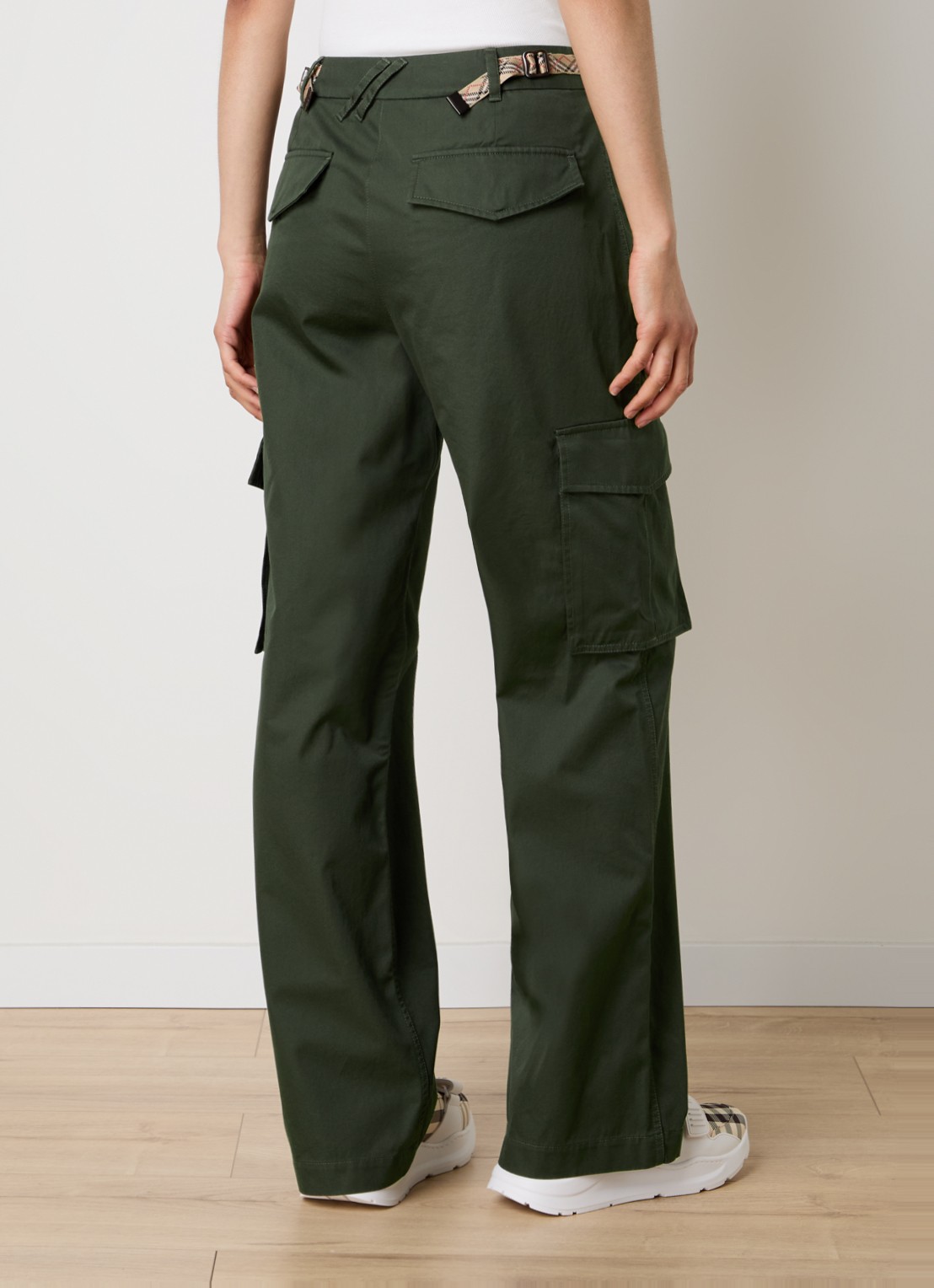 Burberry Freja high waist straight fit cargobroek met steekzakken - achterkant 3 olijfgroen
