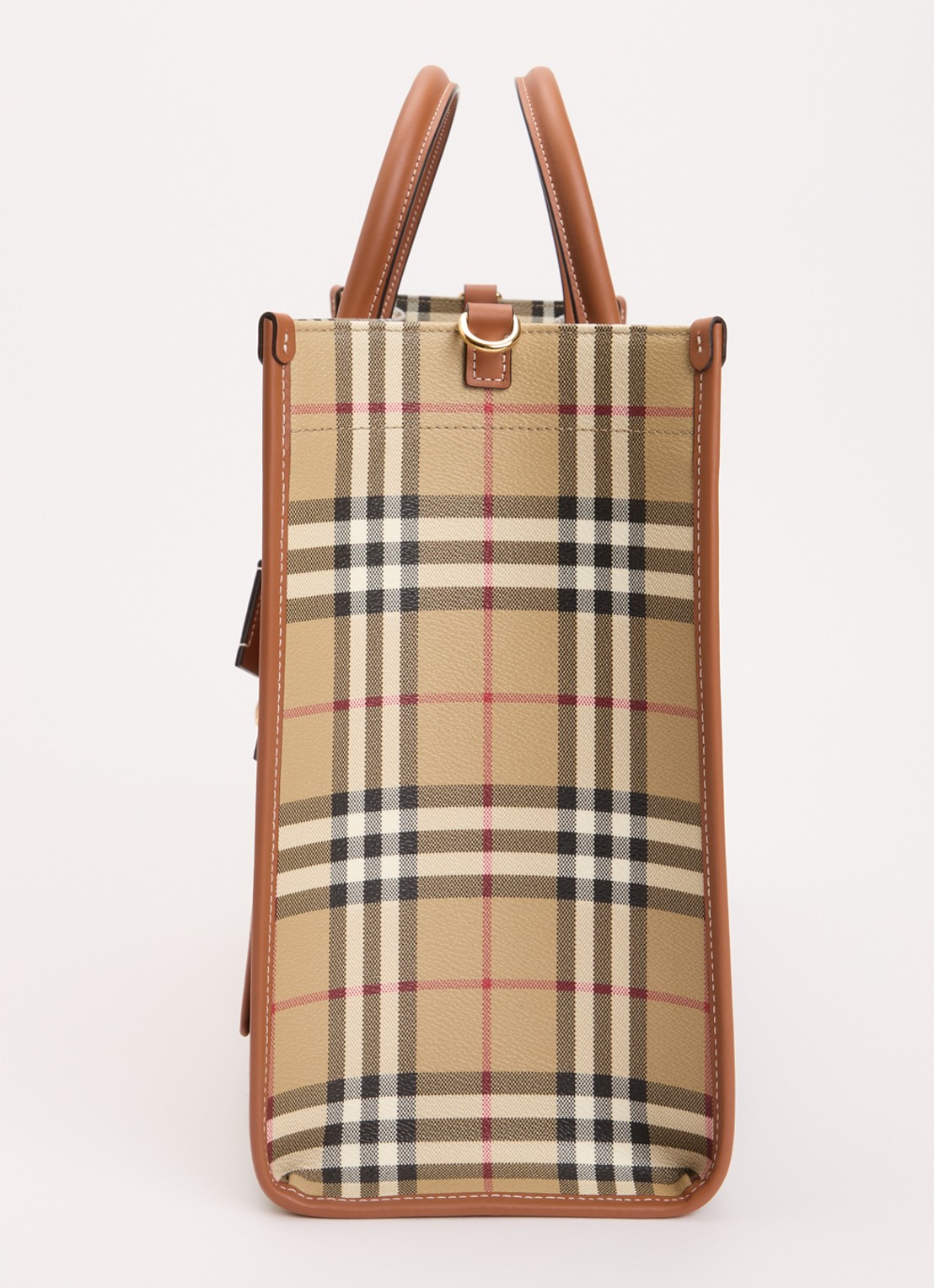Burberry Freya Medium shopper met ruitdessin en kalfsleren details - detail 3 khaki