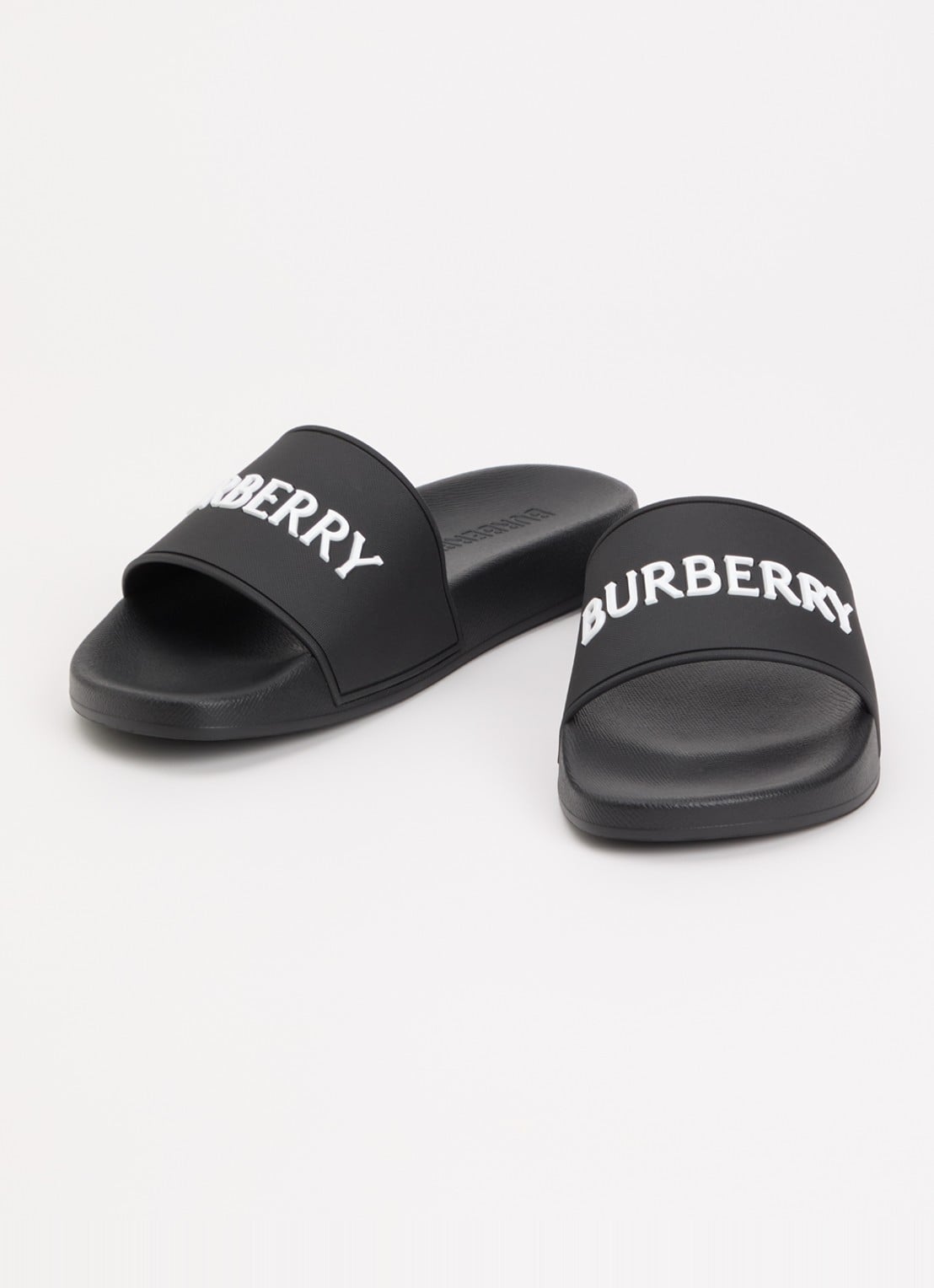 Burberry Furley slipper met logo - detail zwart