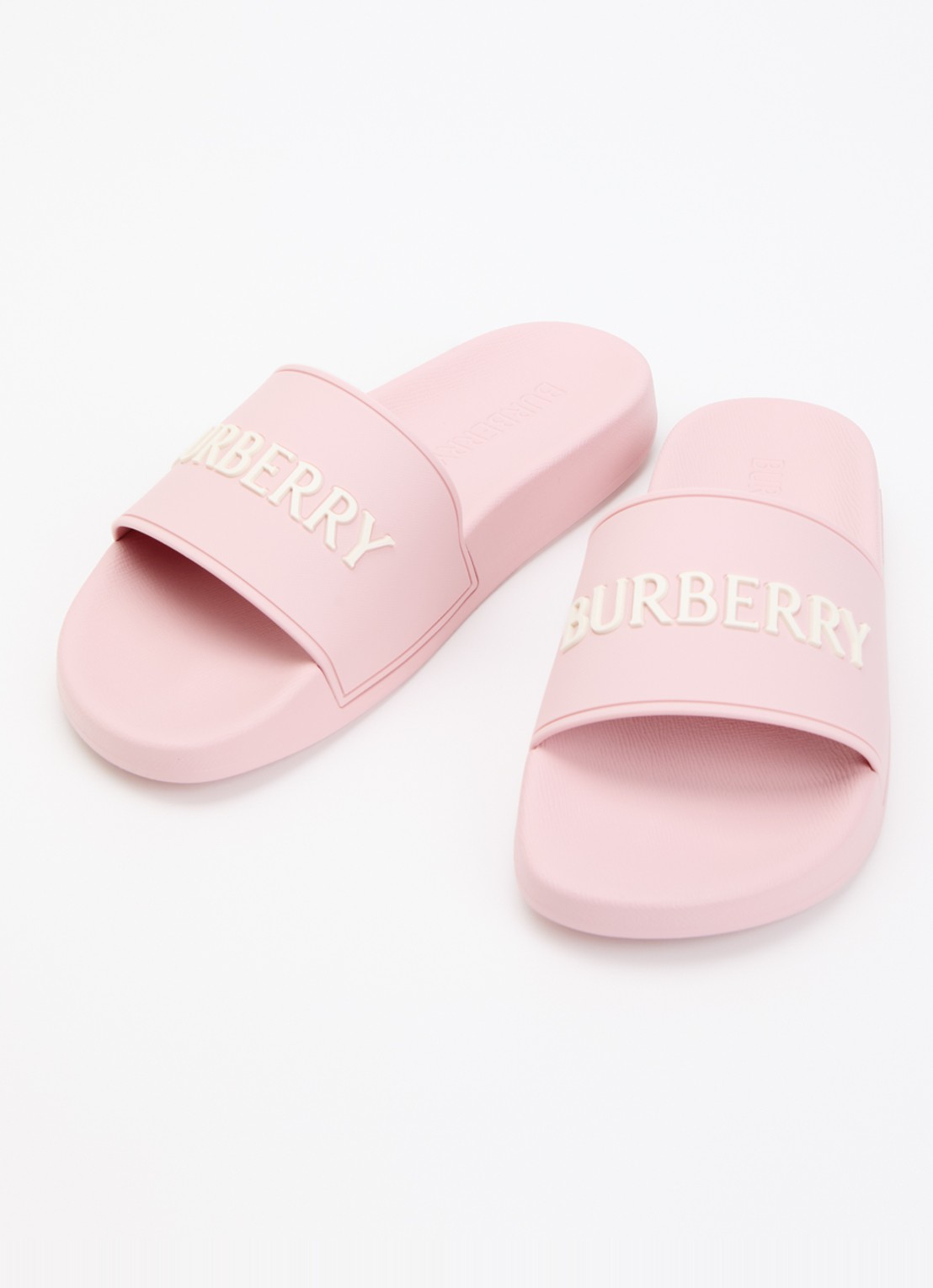 Burberry Furley slipper met logo - detail lichtroze