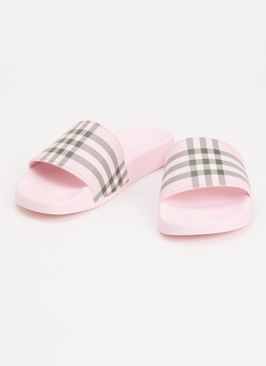 Burberry Furley slipper met ruit dessin - detail 3 lichtroze