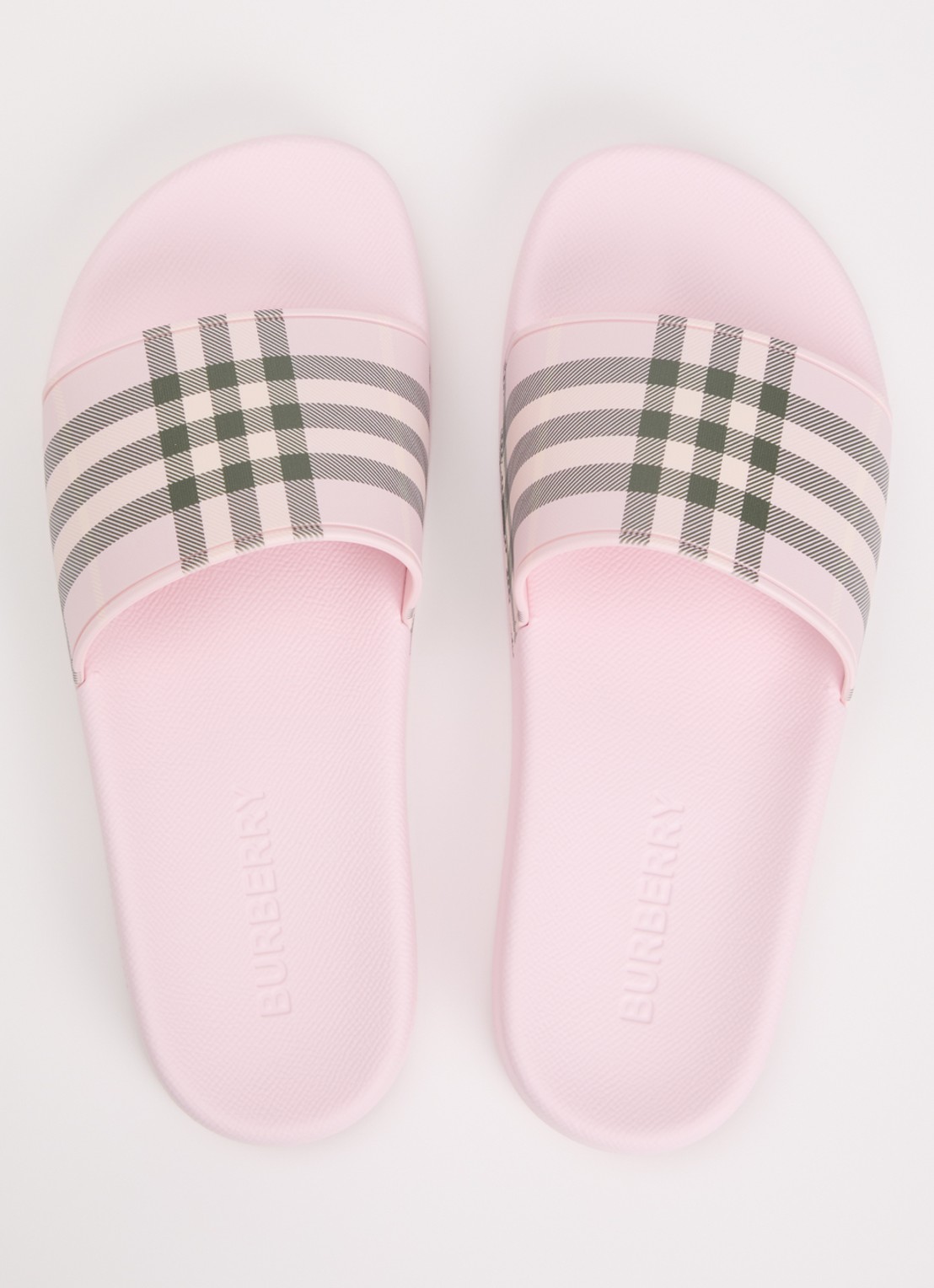 Burberry Furley slipper met ruit dessin - detail 4 lichtroze