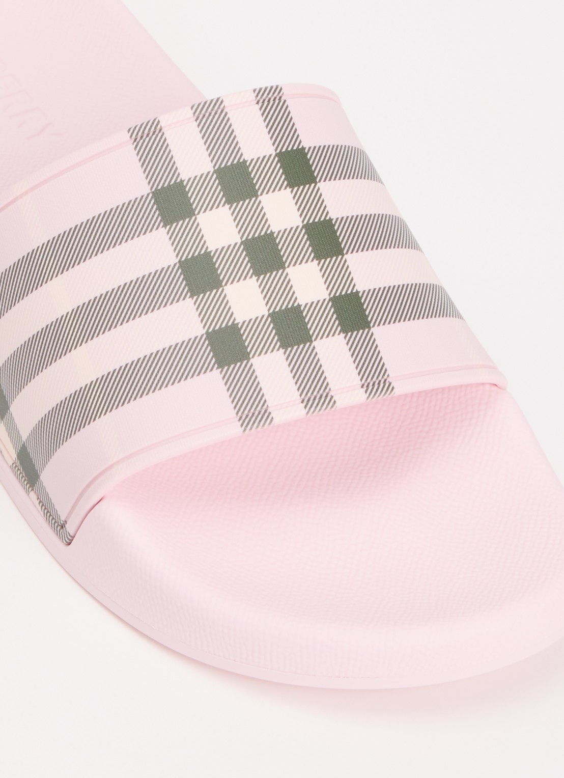 Burberry Furley slipper met ruit dessin - detail 6 lichtroze