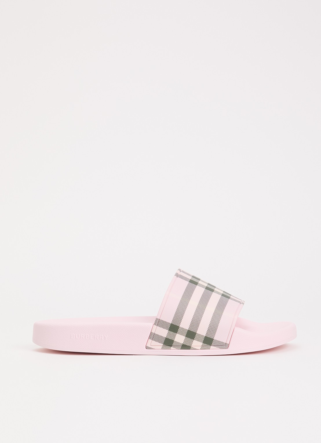 Burberry Furley slipper met ruit dessin - voorkant 2 lichtroze