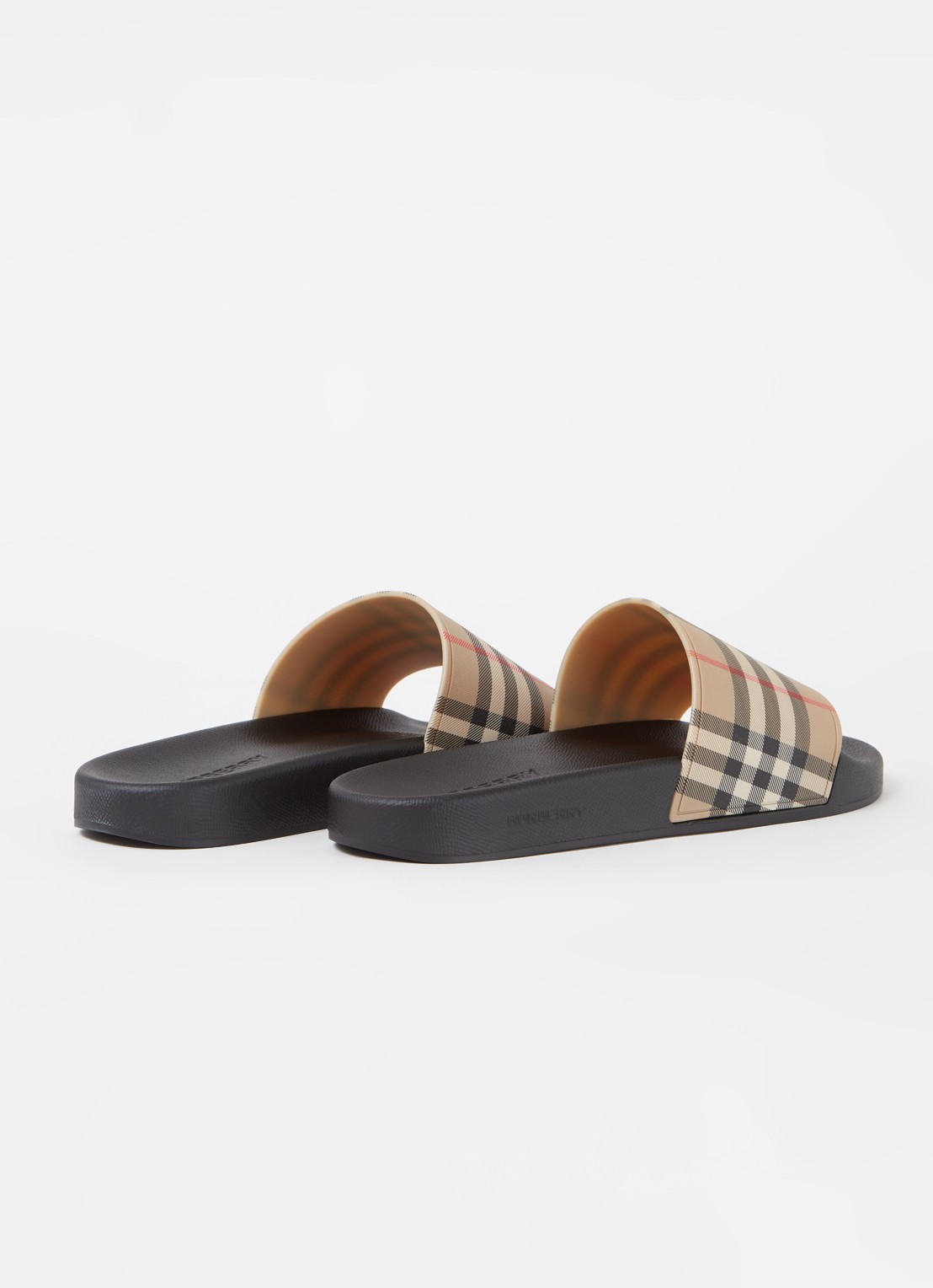 Burberry Furley slipper met ruitdessin - detail 2 beige