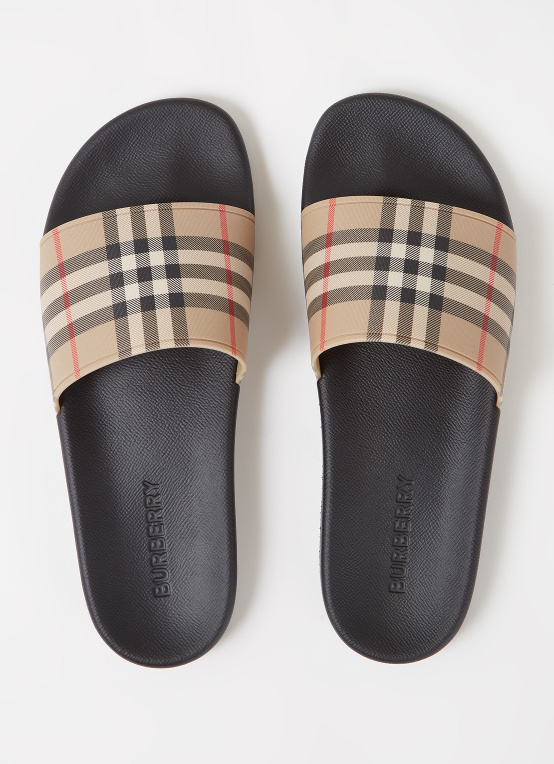Burberry Furley slipper met ruitdessin - detail 3 beige
