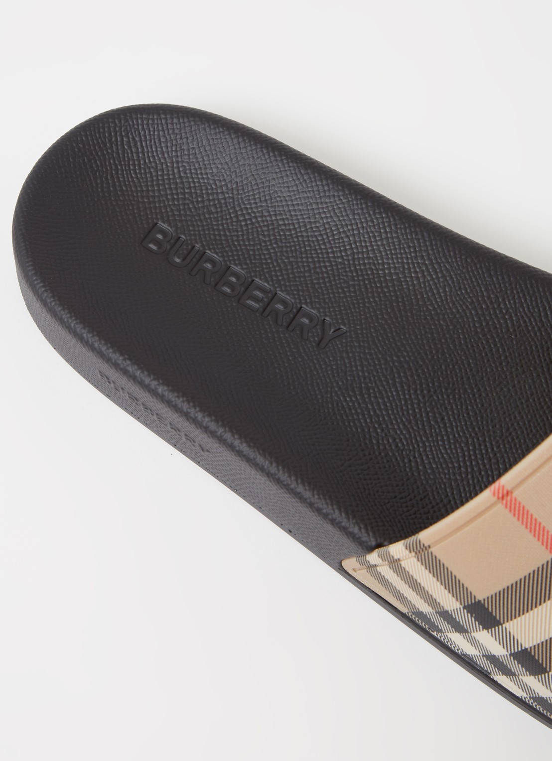 Burberry Furley slipper met ruitdessin - detail 4 beige