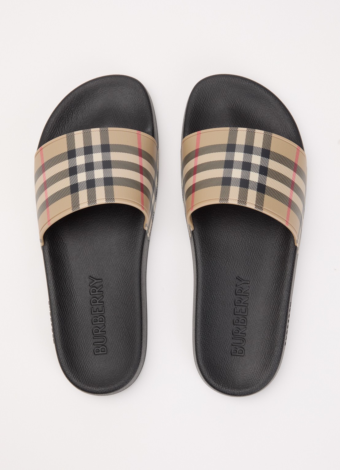 Burberry Furley slipper met ruitdessin - detail 2 beige