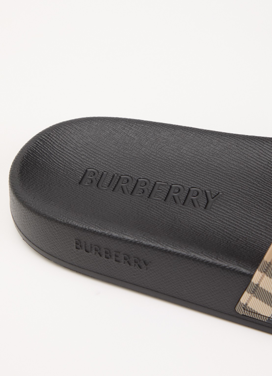 Burberry Furley slipper met ruitdessin - detail 4 beige