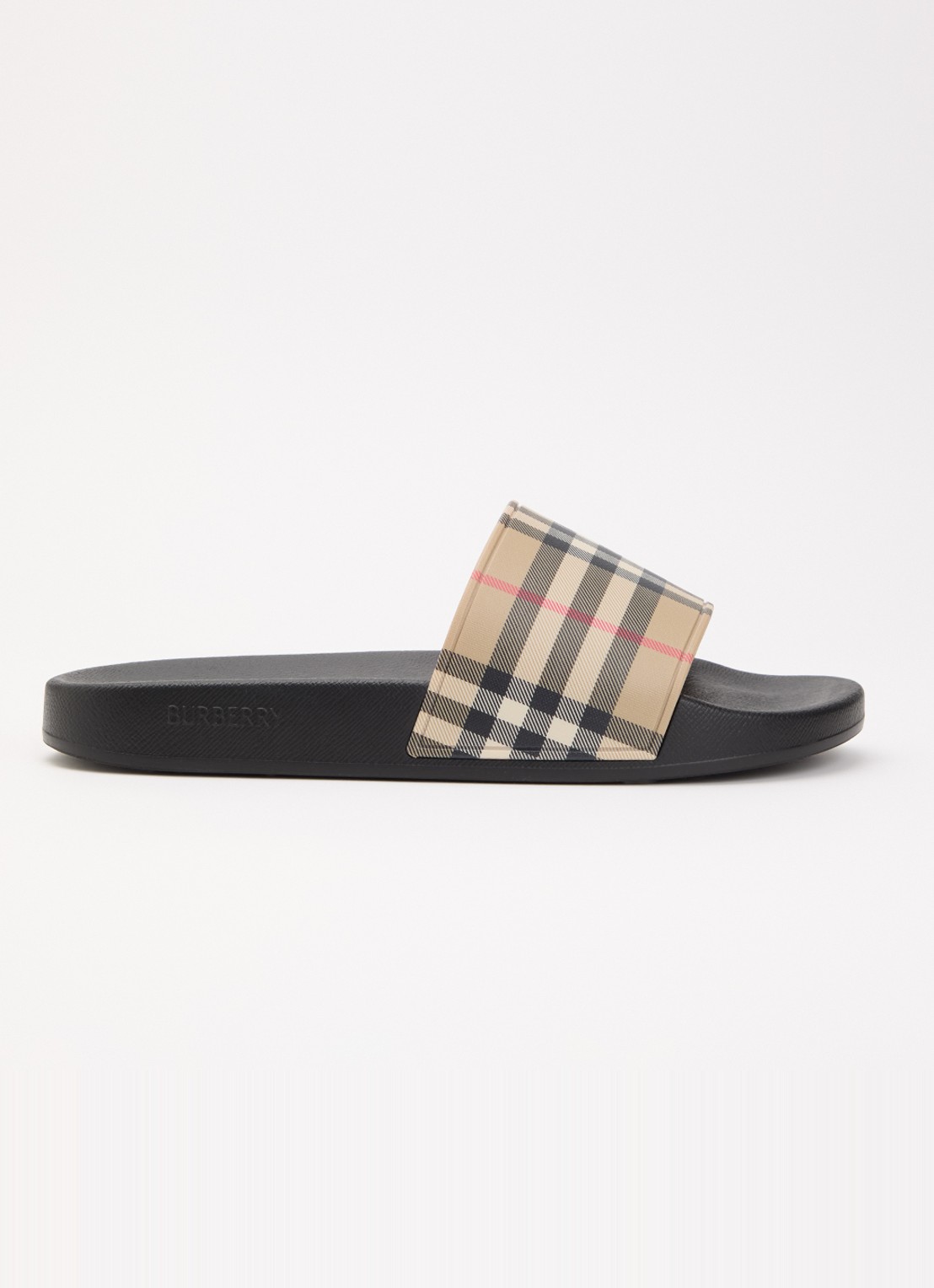 Burberry Furley slipper met ruitdessin - voorkant 5 beige