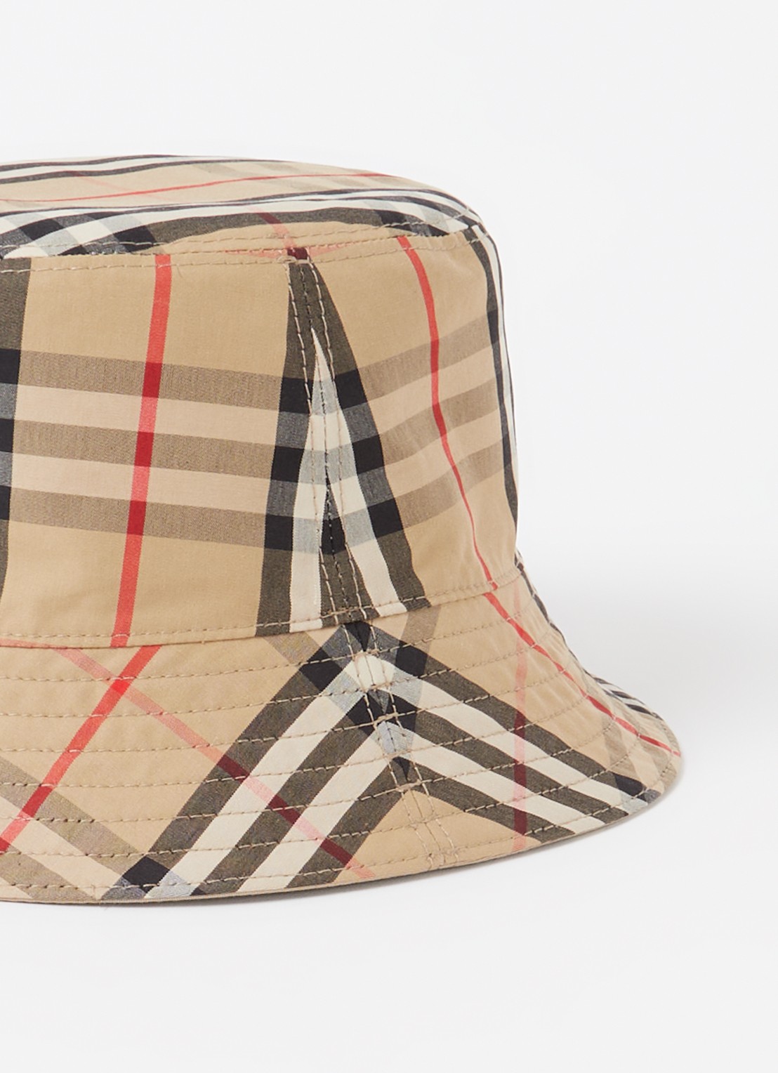 Burberry Gabardine Reversible bucket hoed met ruitdessin  - detail donkerbeige