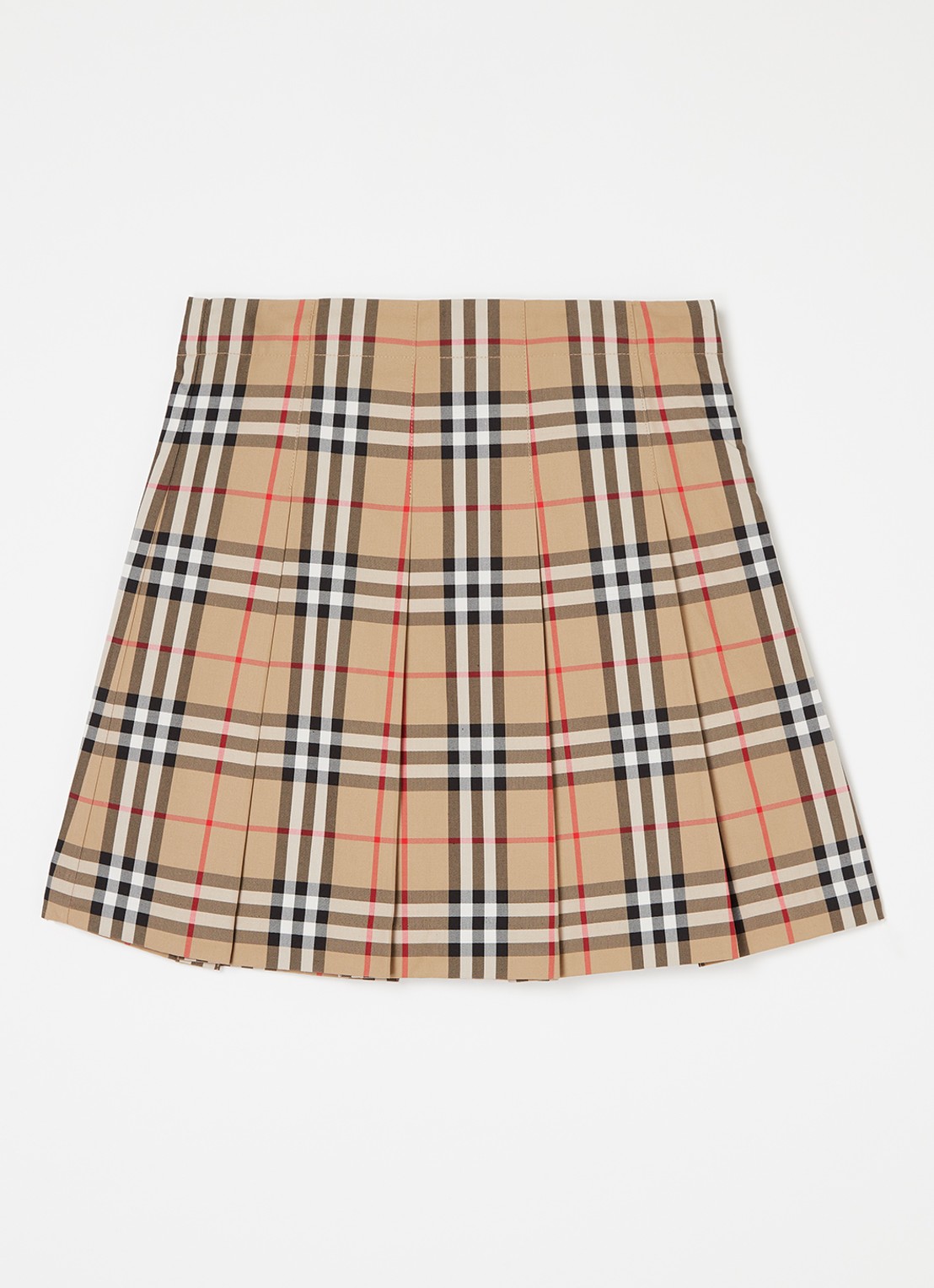 Burberry Gabrielle plooirok met ruitdessin - voorkant beige