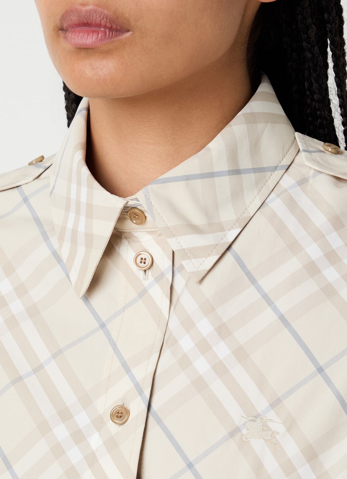 Burberry Georgina blousejurk met ruitdessin - detail 2 creme