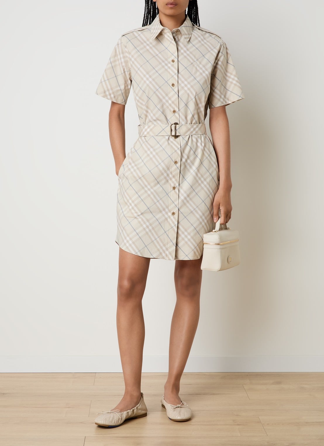 Burberry Georgina blousejurk met ruitdessin - voorkant 4 creme
