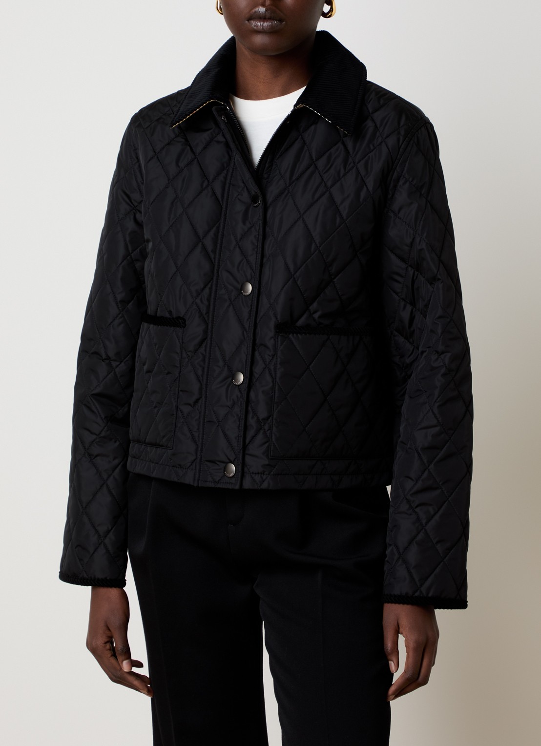 Burberry Gewatteerd jack met quilt patroon en opgestikte zakken - detail 2 zwart