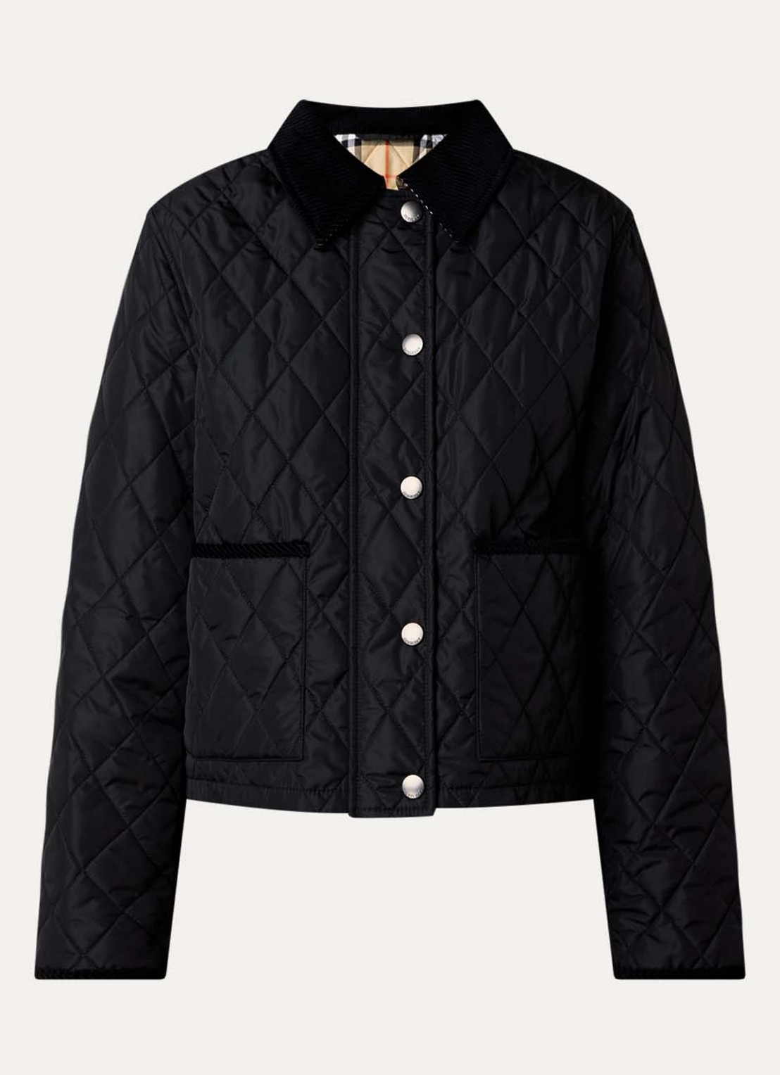 Burberry Gewatteerd jack met quilt patroon en opgestikte zakken - voorkant 5 zwart