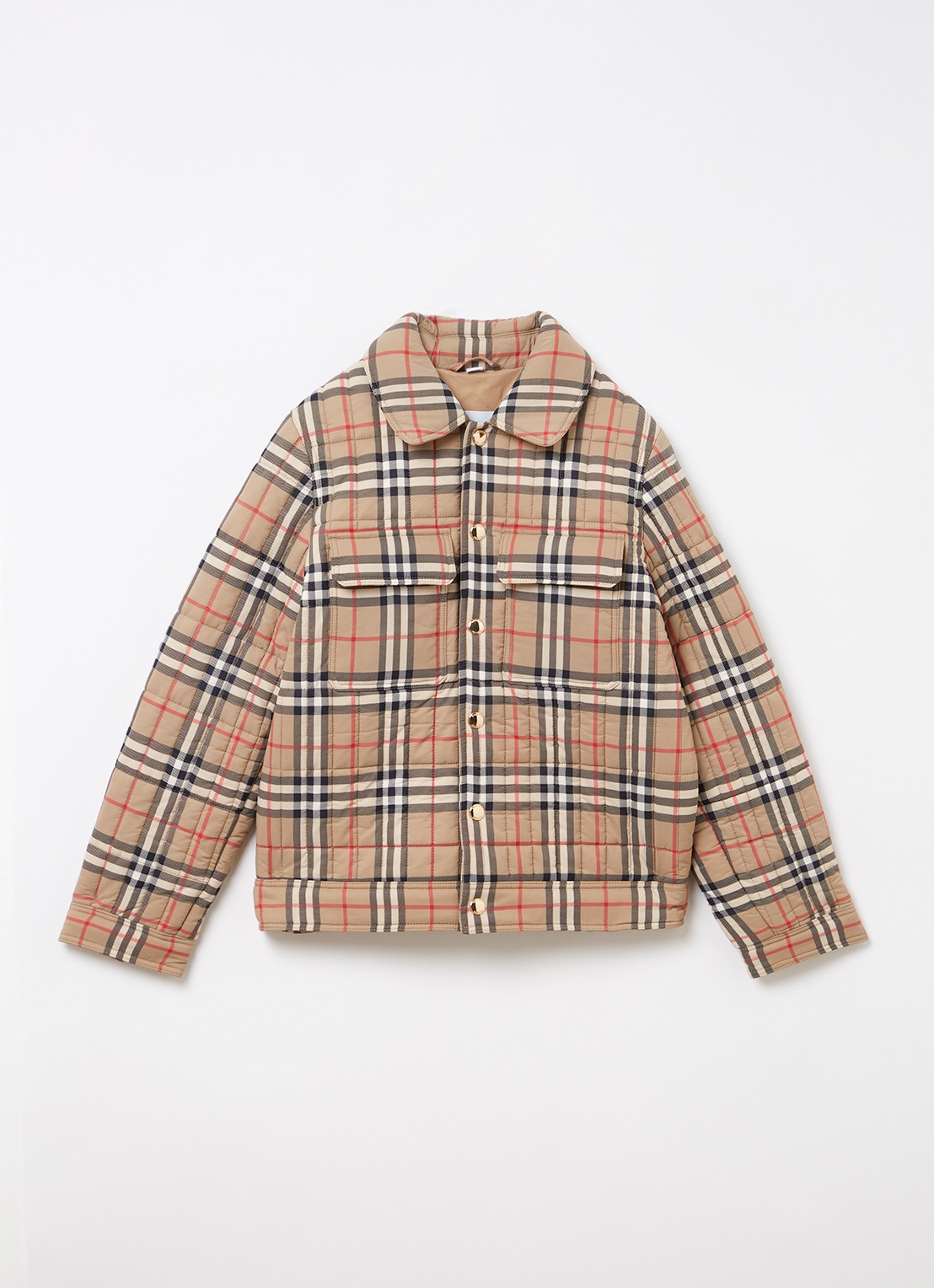 Burberry Gideon quilted jack met ruitdessin - voorkant 2 beige