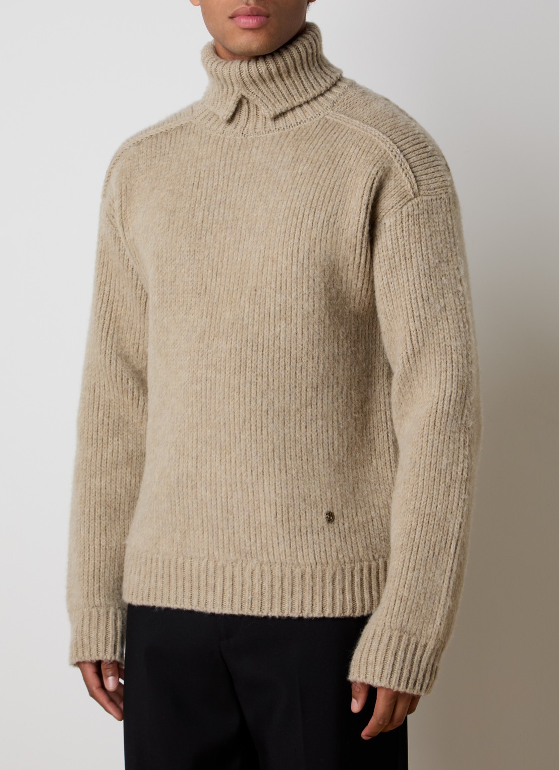 Burberry Grofgebreide trui in wolblend met col - detail 4 beige