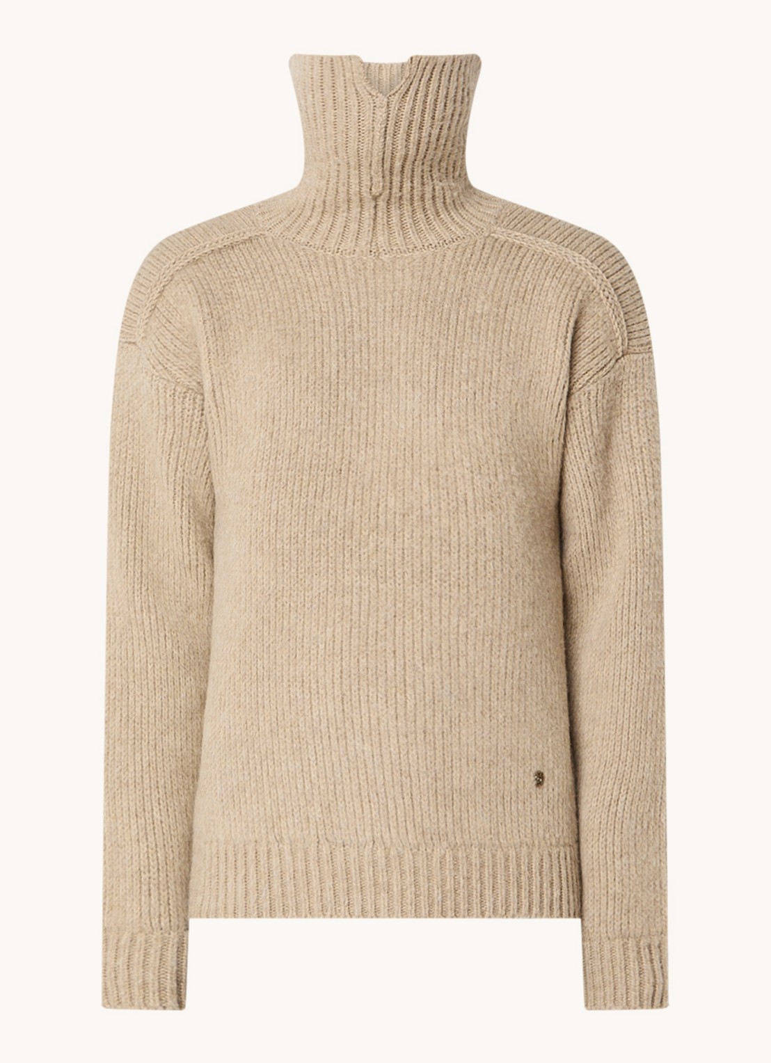 Burberry Grofgebreide trui in wolblend met col - voorkant 2 beige