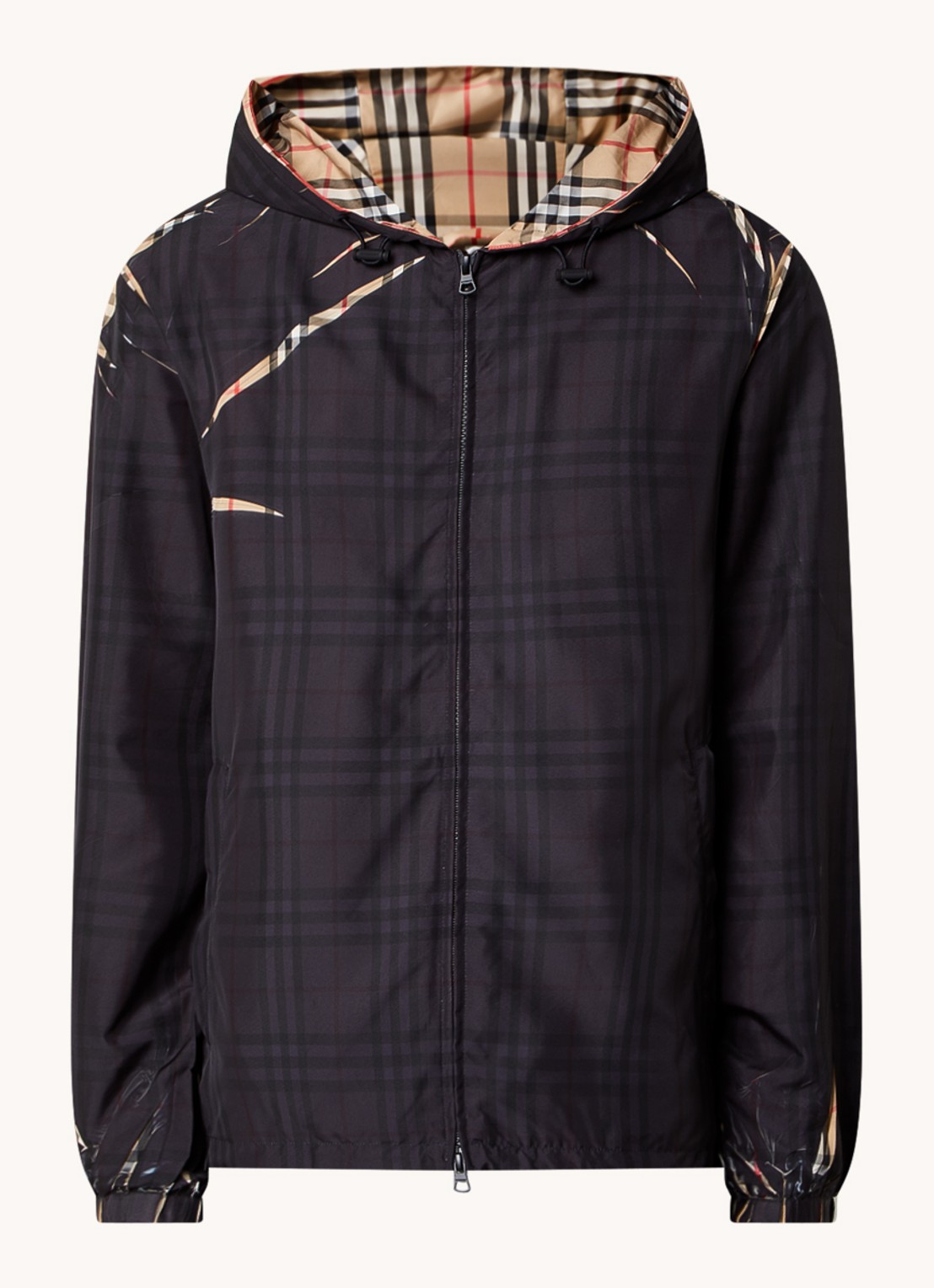 Burberry Hackney softshell jack met destroyed afwerking - voorkant 5 zwart