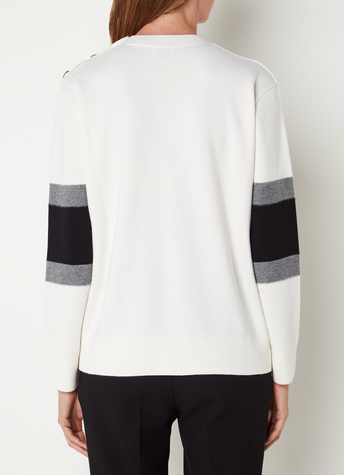 Burberry Hadley fijngebreide trui in kasjmierblend met logo - achterkant gebroken wit