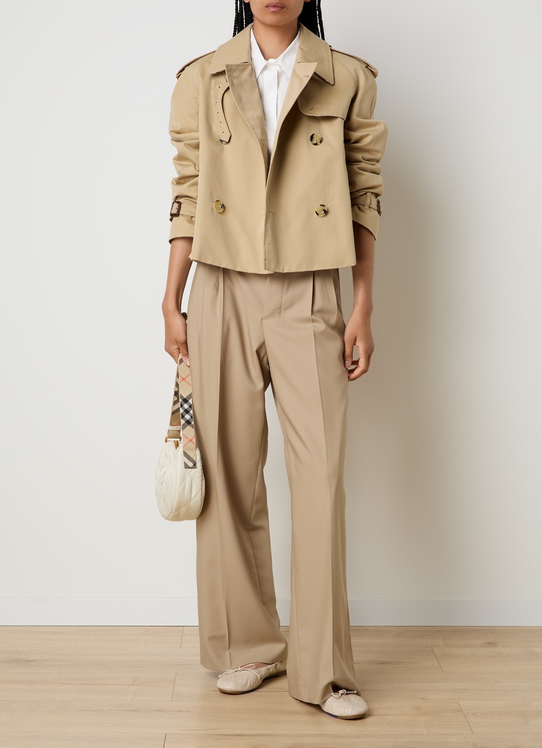 Burberry Haltye trenchcoat met steekzakken - voorkant 6 beige