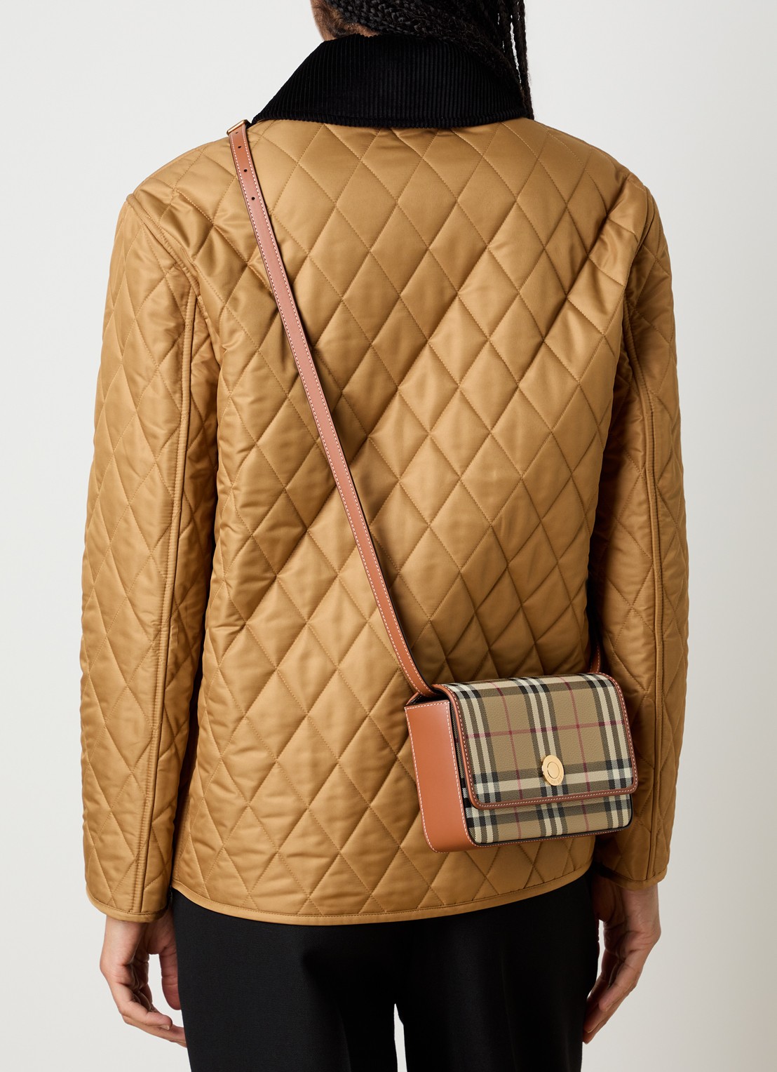 Burberry Hampshire crossbodytas met ruitdessin - voorkant 3 bruin