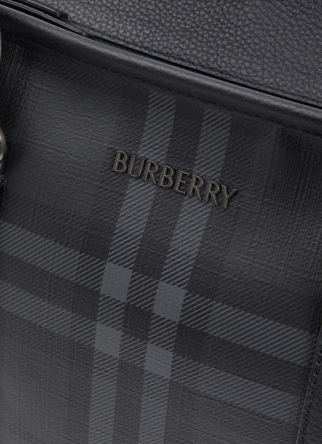 Burberry Handtas met ruitdessin en afneembare schouderriem - detail 5 antraciet