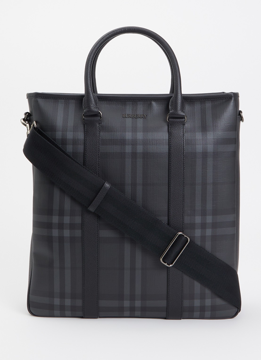 Burberry Handtas met ruitdessin en afneembare schouderriem - voorkant 2 antraciet
