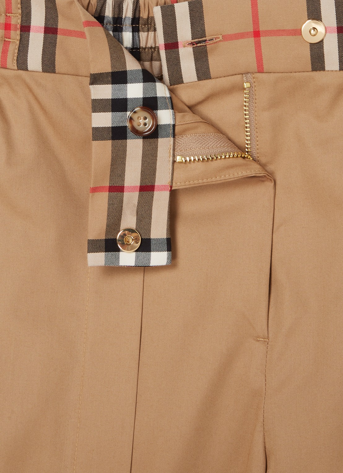 Burberry Hermia wide fit culotte met logoband - detail beige