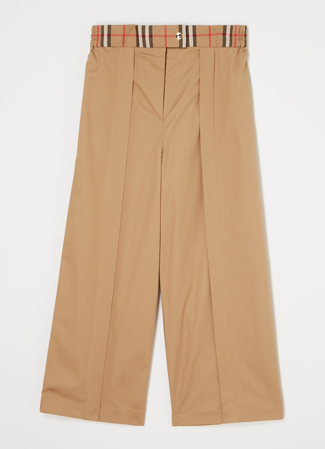 Burberry Hermia wide fit culotte met logoband - voorkant 2 beige