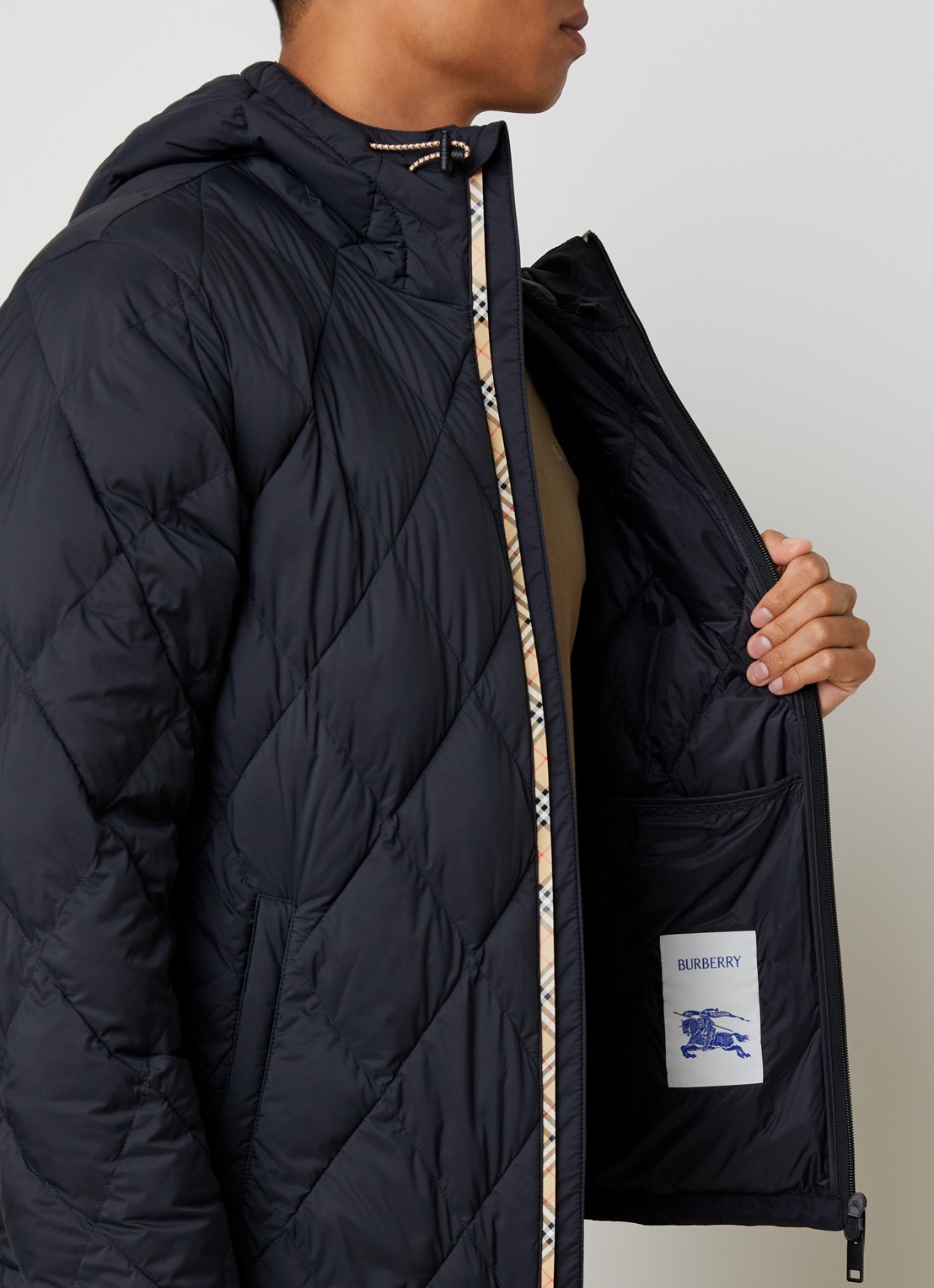Burberry Hescott gewatteerd jack met quilt patroon  - detail 5 zwart