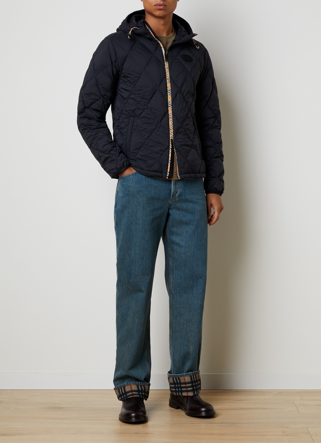 Burberry Hescott gewatteerd jack met quilt patroon  - voorkant 3 zwart