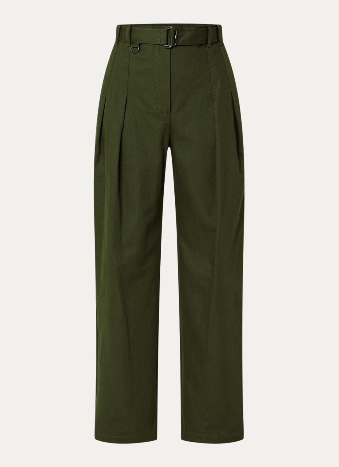 Burberry High waist straight fit chino met steekzakken en ceintuur - voorkant 4 donkergroen